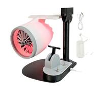 Marhynchus Ventilateur de Forme de Moteur à Jet Ventilateur de Bureau avec USB 2 en 1 Vitesse Réglable Ultrasonore Brume Humidificateur Flamme de Queue de Lumière Vive pour le Bureau à (rouge)