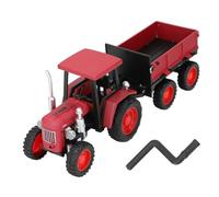 Marhynchus Vintage Tracteur Jouet 4 Roues Remorque Modèle Véhicule avec Design Rétro Artisanat Fine pour la Maison Bureau Affichage et (Rouge)