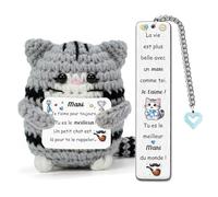 Mari Cadeaux Anniversaire Part Mon homme Marque-page Chat Mignon Fait Main Crochet Ensemble de 2 Pièces Noël Saint-Valentin Présents pour âme Sœur Anniversaire de Mariage Idée de Cadeau Je t'aime