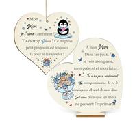 Mari Cadeaux Enseignes en Bois Suspendu Décoration Ensemble de 2 Pièces Mon Homme Noël Plaques Cœur Mari Saint-Valentin Partenaire Merci Je t'aime Anniversaire de Mariage Pingouin Souvenirs