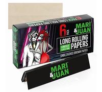Mari & Juan Papiers à Rouler Long I 6 carnets de 32 Feuille a Rouler I Slim King Size, Brun et Unbleached pour Un Usage Durable I Feuille Slim I Papiers Long I Rolling Paper I Feuille rouleus