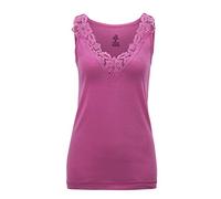 Maria Angel Débardeur uni en coton à bretelles larges avec bordure en dentelle pour femme, rose, 42-44