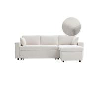 LOUNGITUDE - Canapé d'angle réversible Convertible en Tissu bouclettes avec Coffre - 3 Places