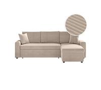 LOUNGITUDE - Canapé d'angle Convertible réversible Velours cotelé Taupe