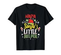 Maria Santa's Little Helper Nom de Noël Maria T-Shirt Graphique avec Valeur, Homme, Noir, M