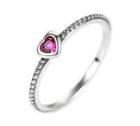 MariaFonte Bague New 2024 Argent 925 Cœur Rose Femme Solitaire Ferme Chapelet Zircon Serpent Disponible en 4 Tailles Indiennes Pierre Cercle Sterling Plaqué Amicicie Fille