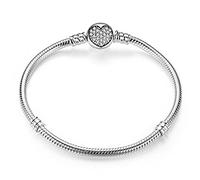 MariaFonte Bracelet New 2024 Love Coeur Zircones Femme Original Simil Rigide Pendentif Base Fille Bracelets Clip Clip Ferme Offert Pendentif Chaîne Argent Crochet Fermeture Boîte Rose Bead