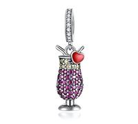 MariaFonte Breloque Charm New 2025 Verre Cocktail Pendentifs Original Charming Bead Argent 925 Coeur Maman Compatible Rose Porte-bonheur Famille Noël Femme Bracelet Fille Bracelet Infini Set