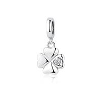 MariaFonte Breloque Charm Trèfle Quatre Feuilles Pendentif Original Charming Bead Argent 925 Coeur Maman Compatible Rose Porte-bonheur Famille Noël Femme Bracelet Set Bracelet