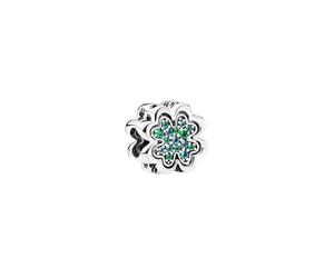MariaFonte Breloque double trèfle à quatre feuilles gravure d'amitié True Friends are a rare gift (Les vrais amis sont un cadeau rare) pendentif bead argenté compatible avec toutes les marques