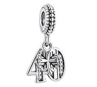 MariaFonte Charm 40 ans Compatible toutes les marques bracelets colliers anniversairependentif perle originale argent 925 maman porte bonheur coeur famille Noël