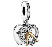 MariaFonte Charm New 2025 Cœur Verres Dorés Happy Anniversary Bon Anniversaire Remise Diplôme Pendentifs Original Charming Beads Argent Maman Bead Compatibles Porte Bonheur Famille Noël Femme