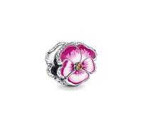 MariaFonte Charm Nouveau 2024 Compatible Toutes Marques Pensée Rose Bleu Love Anniversaire Voyage Porte-Bonheur Pendentifs Argent 925 Offres Originales Amitié Maman Perle Coeur Famille Noël (Rose)