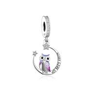 MariaFonte Charm Nouveau 2025 Compatible Toutes Les Marques Pendentif Hibou Never Give Up (Ne jamais abandonner) Anniversaire Original Bead Pendentifs 925 Argent Maman Perle Chanceux Coeur Charme