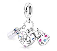 MariaFonte Charm Nouveau 2025 Compatible Toutes Marques Bracelets Colliers Coeur Chaussures Biberon Corps Enfants Porte-Bonheur Argent Pendentifs Original Anniversaire Amitié Maman Perle Famille Noël