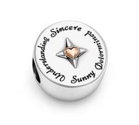 MariaFonte Pendentif Amour Amitié Sœur Compatible Toutes Les Marques Cœur Boussole Charm Argentée Breloque Bead