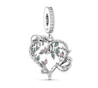 MariaFonte Pendentif Amour Amitié Sœur Compatible Toutes Les Marques Cœur Boussole Charm Argentée Breloque Bead
