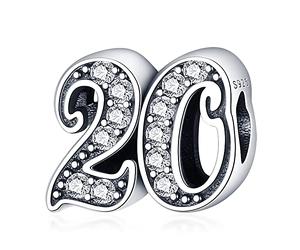 MariaFonte Pendentif Bead Charm 20 Ans Compatible Toutes Marques Mariage Anniversaire Voyage Porte-Bonheur Pendentifs Argent 925 Originales Amitié Maman Perle Coeur Famille Noël