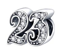 MariaFonte Pendentif Bead Charm 23 ans compatibles avec toutes les marque pour anniversaire perles originales et charmantes en argent 925 perle porte-bonheur pour maman cœur famille Noël femme