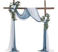 Mariage Arche Fleurs Set Décoration Arche de mariage avec 2x fleurs 2x rideaux bleu