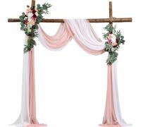 Mariage Arche Fleurs Set Décoration Arche de mariage avec 2x fleurs 2x rideaux Rose