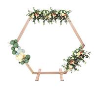 Mariage Arche Hexagonale avec Base Arche Jardin Bois Hauteur 1.85m Capacité Maxcharge 5kg pour Mariages, Fêtes d'anniversaire, Fiançailles, Baby Showers, Remises Diplômes