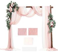 Mariage Arche Set Métal Arche de mariage Décoration incl. 2x fleurs 3x rideaux