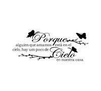 Mariage espagnol Parce que quelqu'un que nous aimons est au paradis Sticker mural Chambre Famille Amour Arbre Oiseaux Mur-S-23x56cm-Black