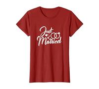 Mariage Juste marié Couples mariés Correspondance T-Shirt, Femme, Canneberge, XXL