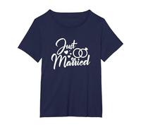 Mariage Juste marié Couples mariés Correspondance T-Shirt, Femme Grandes Tailles, Bleu Marine, 3X