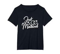 Mariage Juste marié Couples mariés Correspondance T-Shirt, Femme Grandes Tailles, Noir, 1X