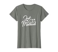 Mariage Juste marié Couples mariés Correspondance T-Shirt, Femme, Vert Kaki chiné, M