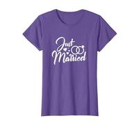 Mariage Juste marié Couples mariés Correspondance T-Shirt, Femme, Violet Chiné, M
