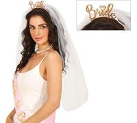 Mariage Party Voile Couronne Enterrement de vie de garçon Glamour Diva Style Décoration de mariage Argent Accents Coiffure Événement Cérémonie Marié Célébration Vêtements, Couleur : Blanc