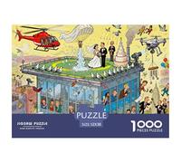 Mariage sur l'hélipode sur Le Toit Puzzle en Bois Imperméable DIY Puzzles De 1000 Pièces pour Adultes Défi Et Casse-tête De Décoration pour La Maison