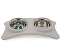 Maria's Selection Lot de 2 gamelles antidérapantes en acier inoxydable pour chats, chiots et petits chiens (414 ml pour chaque nœud, gris/beige)