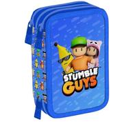 Maricart | Trousse à trois compartiments pour enfant ou fille d'école primaire, trousse complète de 44 pièces à trois fermetures éclair avec porte-stylo, Stumble Guys, standard, Trousse à 3 fermetures