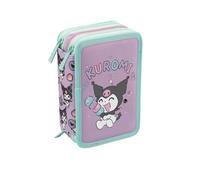 Maricart | Trousse à trois compartiments pour enfant ou fille d'école primaire, trousse complète de 44 pièces à trois fermetures éclair avec porte-stylo, Kuromi, 12 x 6 x 19,5 cm, Trousse d'école