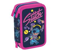 Maricart | Trousse à trois compartiments pour enfant ou fille d'école primaire, trousse complète de 44 pièces à trois fermetures éclair avec porte-stylo, Stitch, standard, Cartoonish