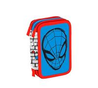 Maricart | Trousse à trois compartiments pour enfant ou fille d'école primaire, trousse complète de 44 pièces à trois fermetures éclair avec porte-stylo, Spiderman, Trousse à 3 fermetures éclair - 44
