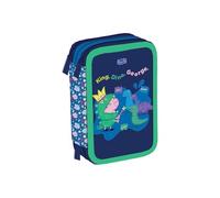 Maricart | Trousse à trois compartiments pour enfant ou fille d'école primaire, trousse complète de 44 pièces à trois fermetures éclair avec porte-stylo, Peppa Pig - Bleu, 12 x 6 x 19,5 cm, Trousse