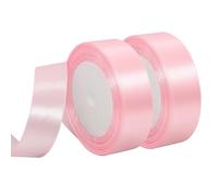 MARICATO 2 Rouleaux Rose Ruban de Satin 25 mm x 23 m - Pour Décoration, Mariage, Baptême et Anniversaire - Emballage Cadeau Décoratif en Tissu
