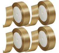 MARICATO 4 Rouleau Doré Ruban de satin 25 mm x 23 m - Pour Décoration de Cadeau, Ruban Tissu, Ruban Mariage, Ruban Cadeau, Baptême et Anniversaire, Ruban Décoratif en Satin, Emballage Cadeau