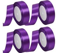 MARICATO 4 Rouleau Violet Ruban de satin 25 mm x 23 m - Pour Décoration de Cadeau, Ruban Tissu, Ruban Mariage, Ruban Cadeau, Baptême et Anniversaire, Ruban Décoratif en Satin, Emballage Cadeau