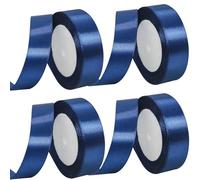 MARICATO 4 Rouleaux Bleu Foncé Ruban de Satin 25 mm x 23 m - Pour Décoration, Mariage, Baptême et Anniversaire - Emballage et Ruban Décoratif en Tissu