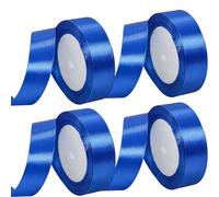 MARICATO 4 Rouleaux Bleu Satin 25 mm x 23 m - Ruban Tissu, Mariage, Baptême, Anniversaire, Décoratif en Satin, Emballage Cadeau