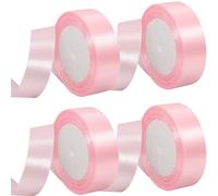 MARICATO 4 Rouleaux Rose Ruban de Satin 25 mm x 23 m - Pour Décoration, Mariage, Baptême et Anniversaire, Emballage Cadeau - Ruban Décoratif en Tissu
