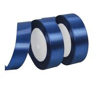MARICATO Ruban de Satin Bleu Foncé - 2 Rouleaux 25 mm x 23 m - Pour Décoration, Mariage, Baptême, Anniversaire et Emballage Cadeau