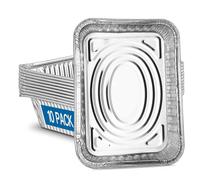 Maridergo Lot de 10 grands plateaux en aluminium de 3 500 ml, moules profonds en aluminium très résistants pour la cuisson, la pâtisserie, le stockage des aliments (32 x 26 x 7 cm)