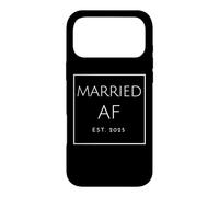 Marié AF Est. 2025, Police Blanche, Mariage et Mariage Coque pour iPhone 17 Pro Max